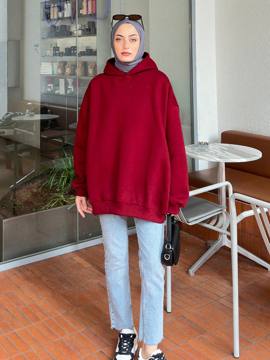 Lamelif Kapüşonlu Salaş Sweatshirt Lacivert