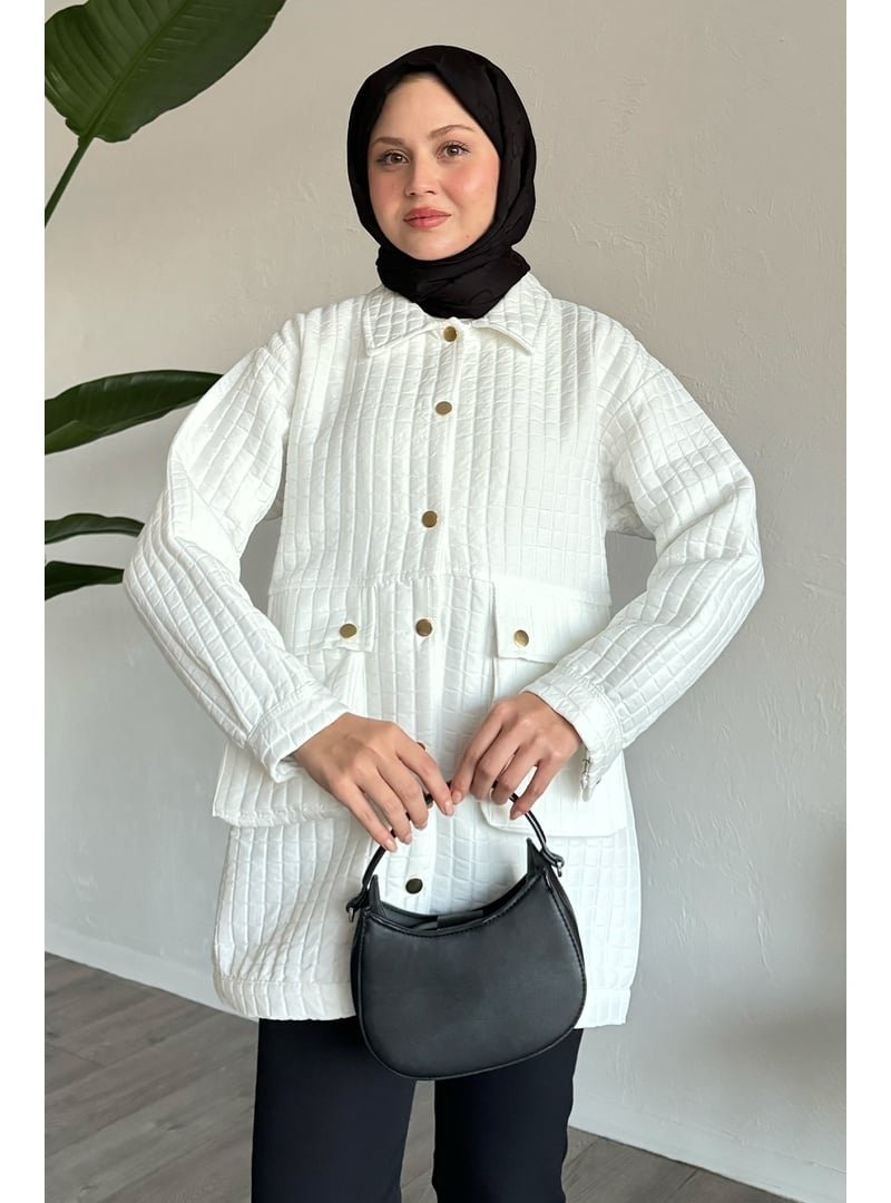 InStyle Kapitone Torba Cepli Beyaz Kap