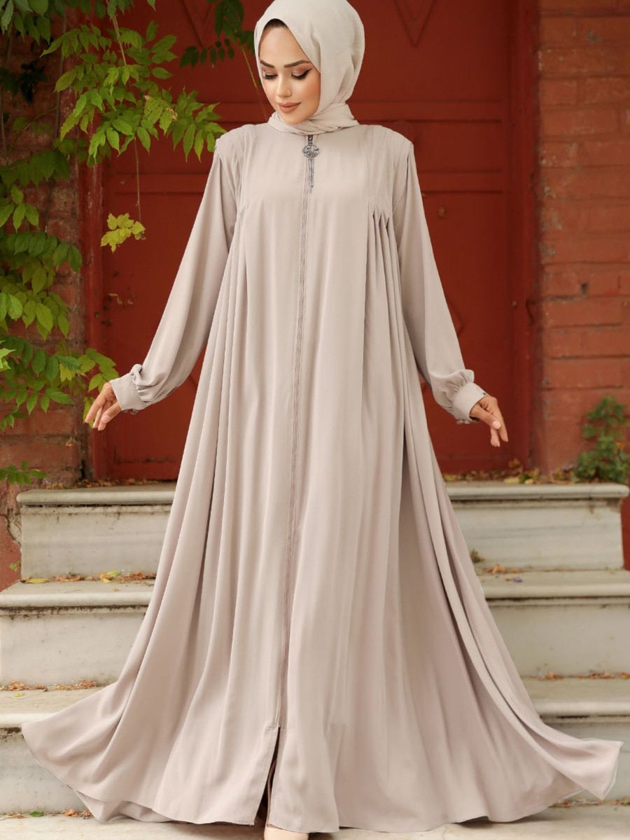 Neva Style Fermuarlı Açık Vizon Ferace