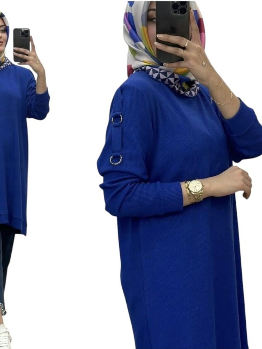 Ggmm Büyük Beden Kolları Halka Detaylı Fitilli Tunik