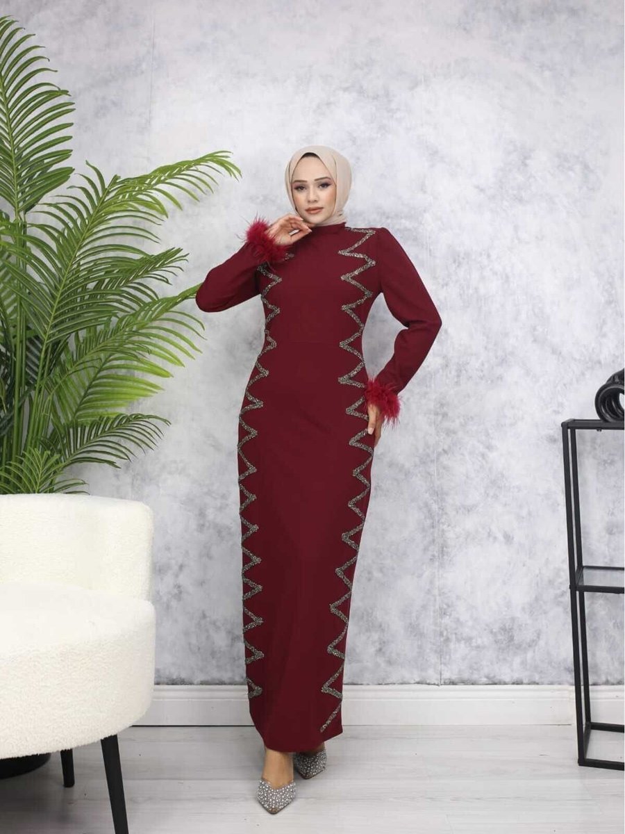 Marwella Bordo Ebru Abiye Elbise