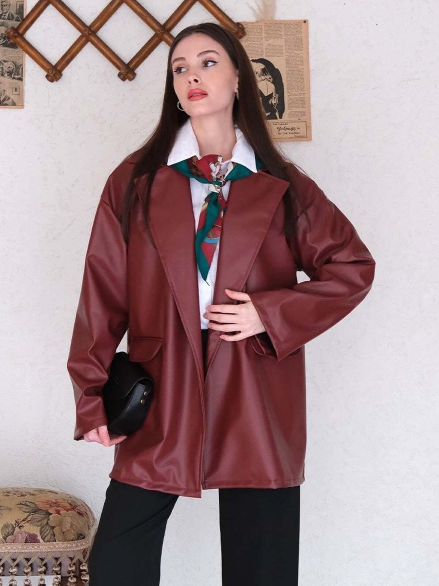 Ceylan Otantik Bordo Deri Ceket
