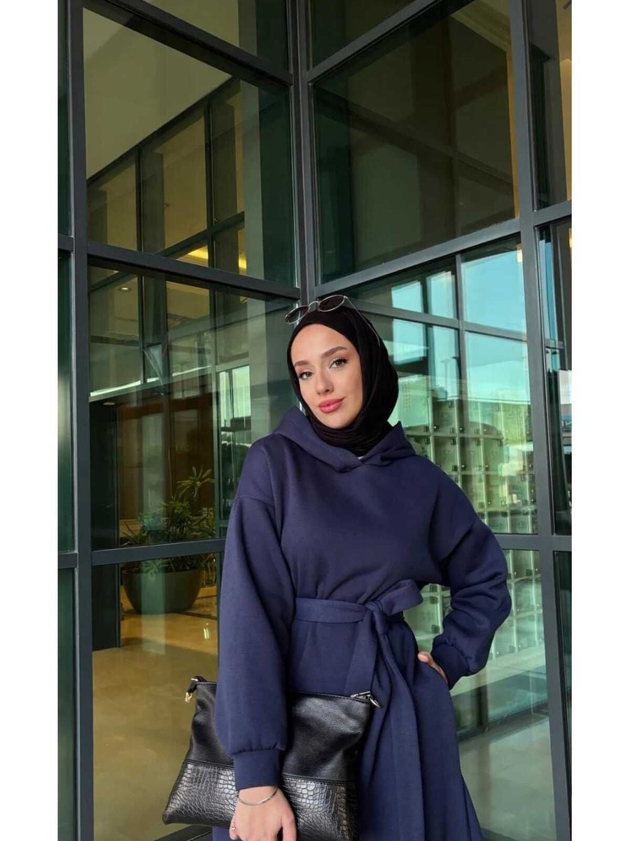Fashionel Üç İplik Şardonlu Sweat Spor Elbise Lacivert