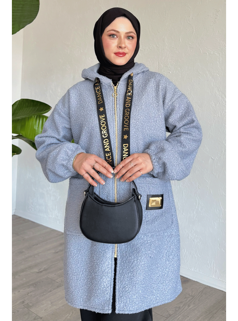 InStyle Kapüşonlu Buklet Kaşe Gri Kap