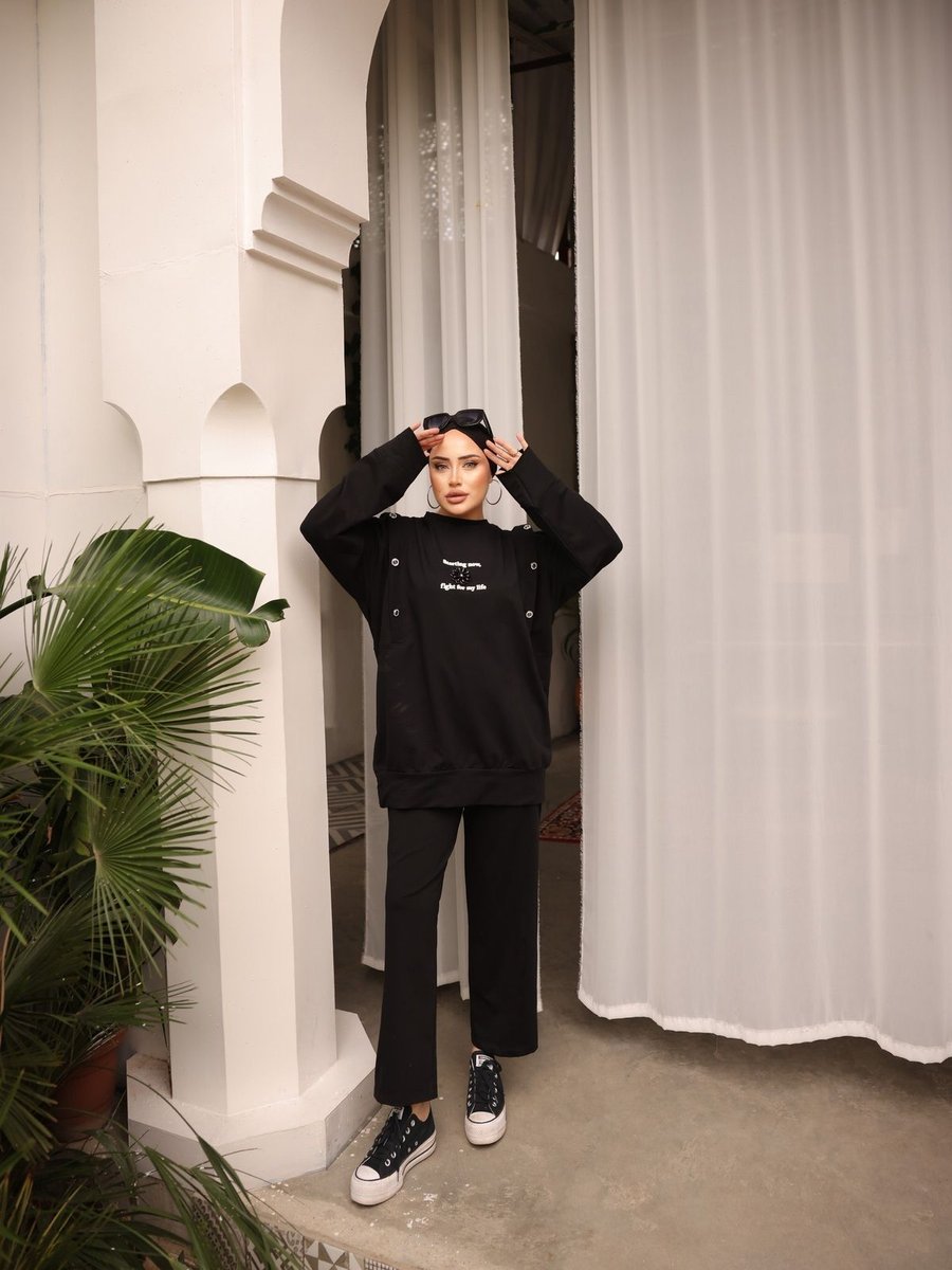 Mimi Luxury Wear Eşofman Takım Çiçek Taş Detaylı Pamuk Takımı