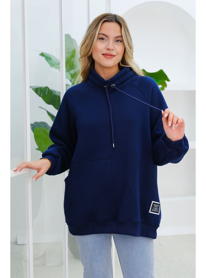 Locco Moda Lacivert Hakim Yaka Cep Detay Sweat