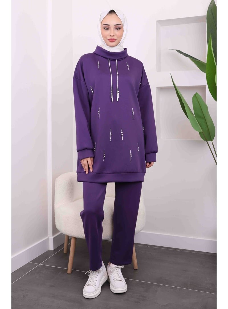 İmaj Butik Mor Boncuk Detaylı İkili Takım