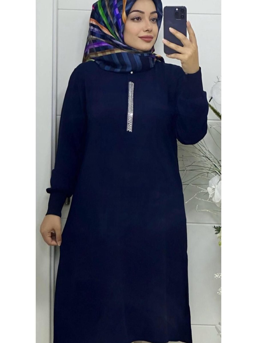 Ebrarengiz Moda Taş Detaylı Ayrobin Kadın Tunik