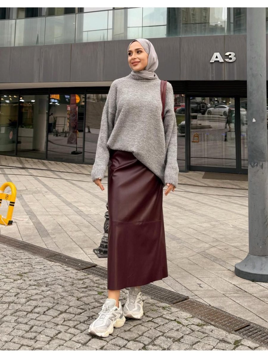 Hare Butik Alesi Maxi Boy Suni Deri Etek