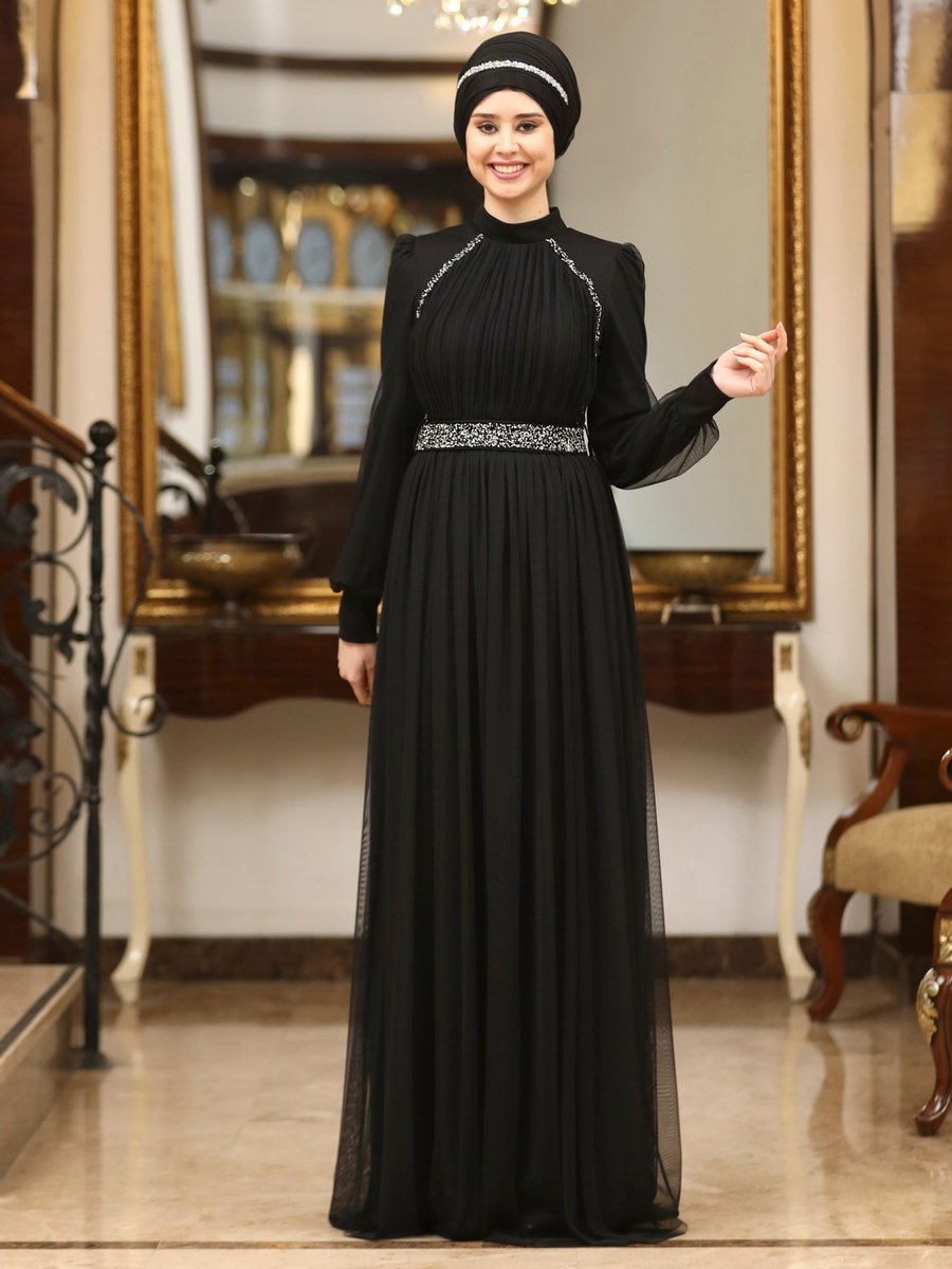 Azra Design Siyah Abiye Elbise