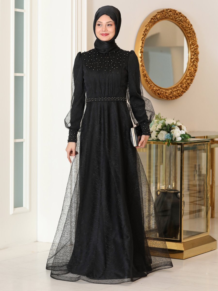 Azra Design Siyah Peri Abiye Elbise