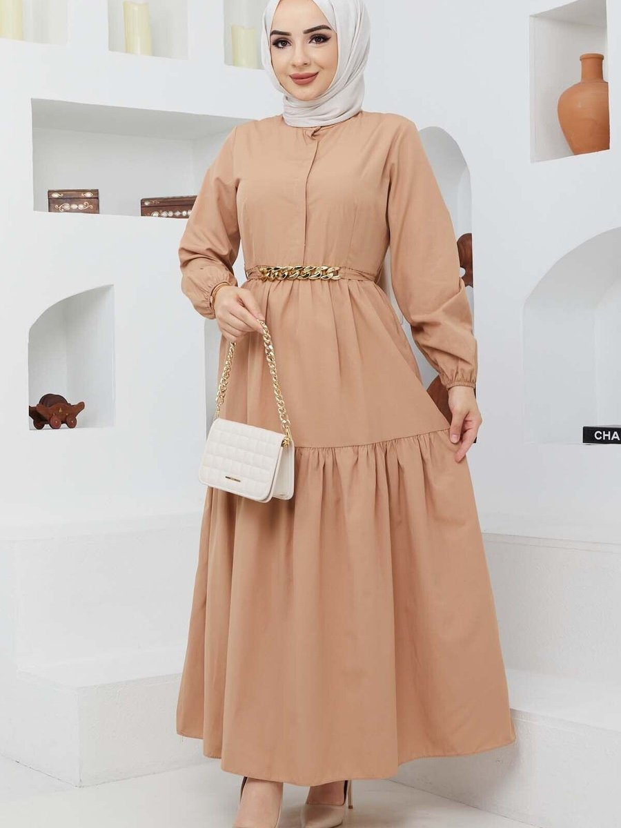 Marwella Camel Mabel Zincirli Elbise