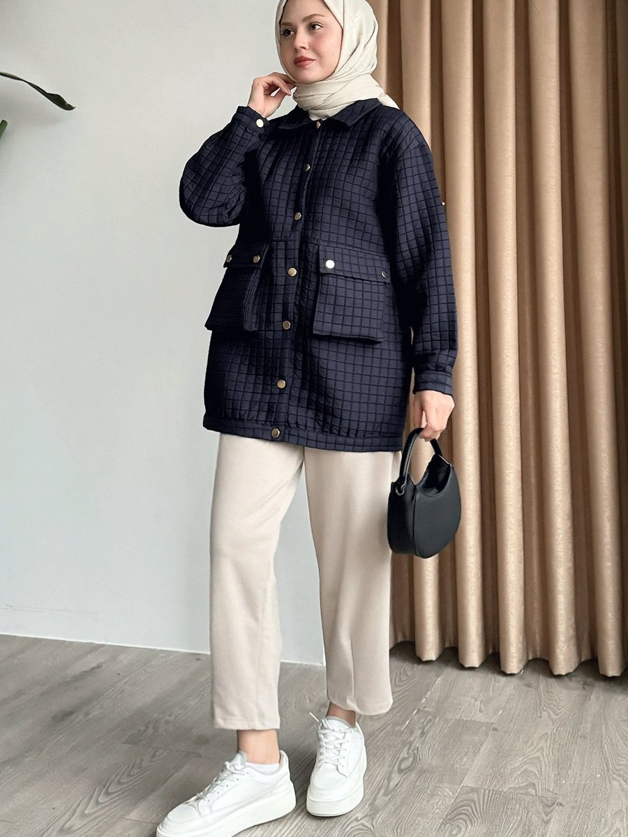 InStyle Kapitone Torba Cepli Lacivert Kap