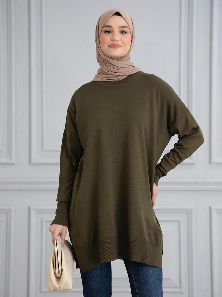 Gülce Moda İnce Merserize Oversize Salaş Triko Tunik