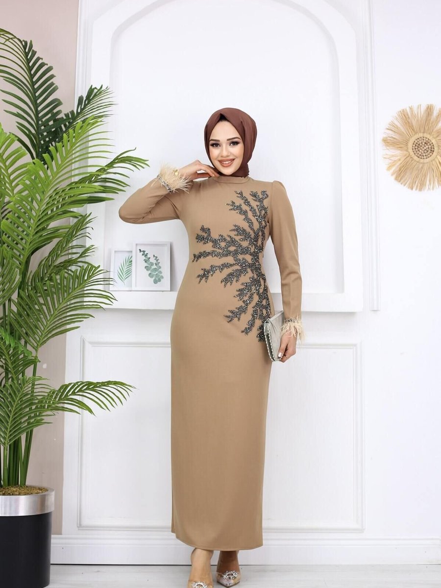 Marwella Bej Fadik Abiye Elbise