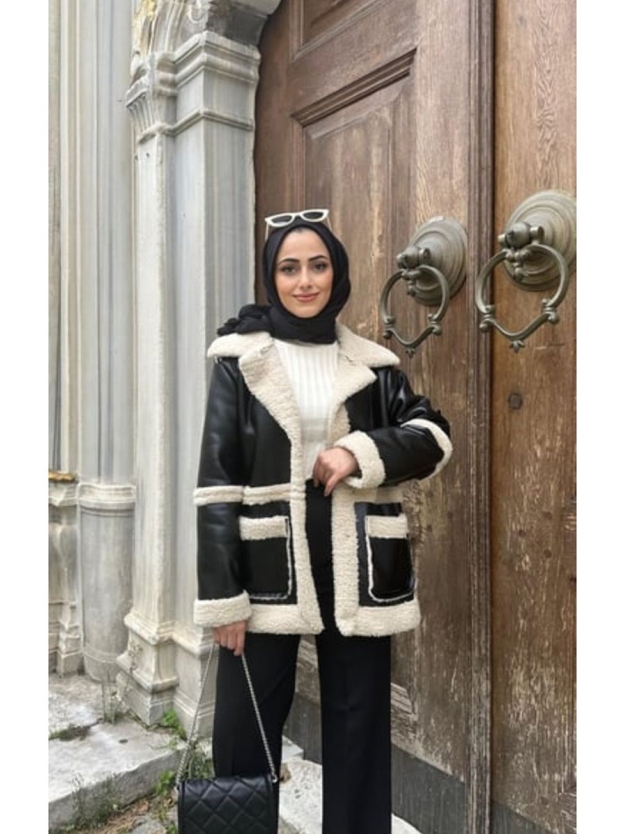 Alfudo Moda Collection Peluş Kürk Detaylı Deri Mont