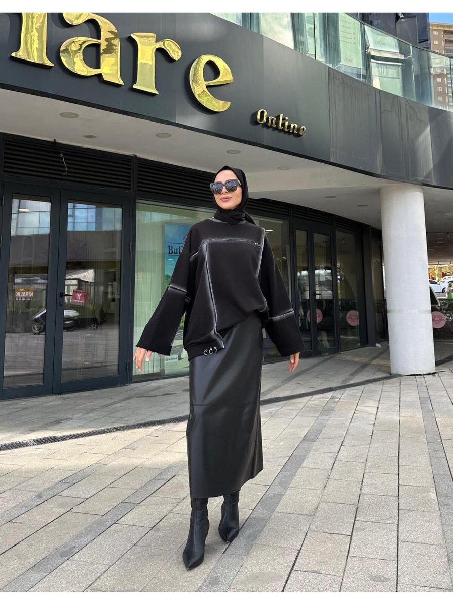 Hare Butik Alesi Maxi Boy Suni Deri Etek