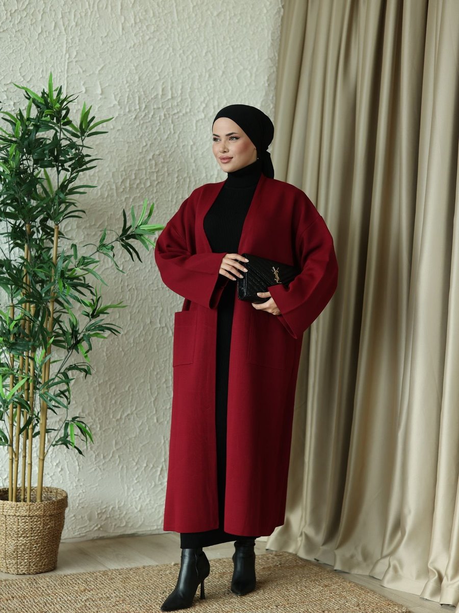 H Hijab Center Tesettür Triko Cepli Hırka