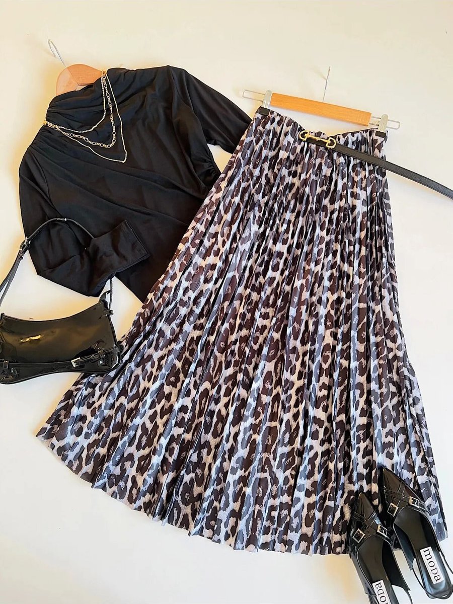 Exxitcollection Leopar Desenli Piliseli Etek Cm