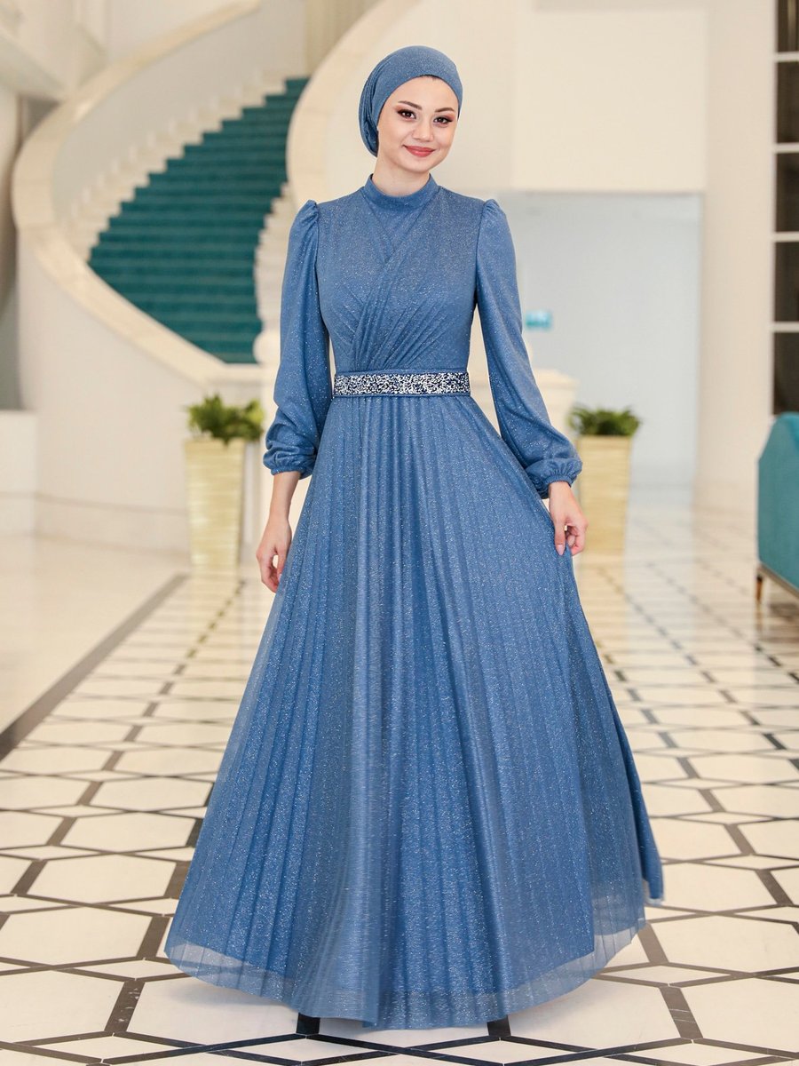 Azra Design Abiye Elbise Dark İndigo
