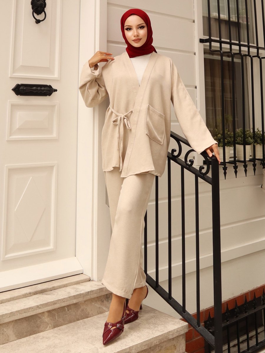 Vav Bej Diagonel Kimono Pant.takım