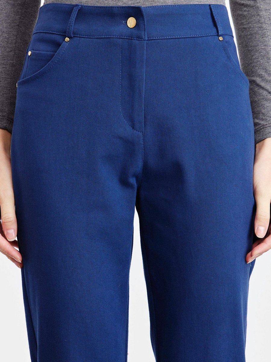 Nihan Gabardin Nakışlı Pantolon İndigo
