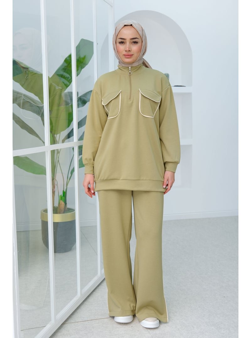 Locco Moda Yeşil Önü Çift Cep Detaylı İkili Takım
