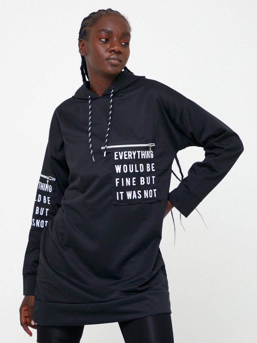 VOLT CLOTHİNG Siyah Kapüşonlu Cep Detay Sweatshirt