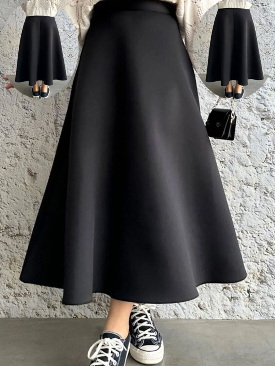 Aşar Moda Tekstil Etek Siyah Kloşlu Etek