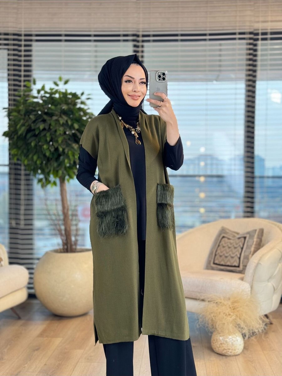 Alanurmoda Cebi Kürklü Triko Yelek