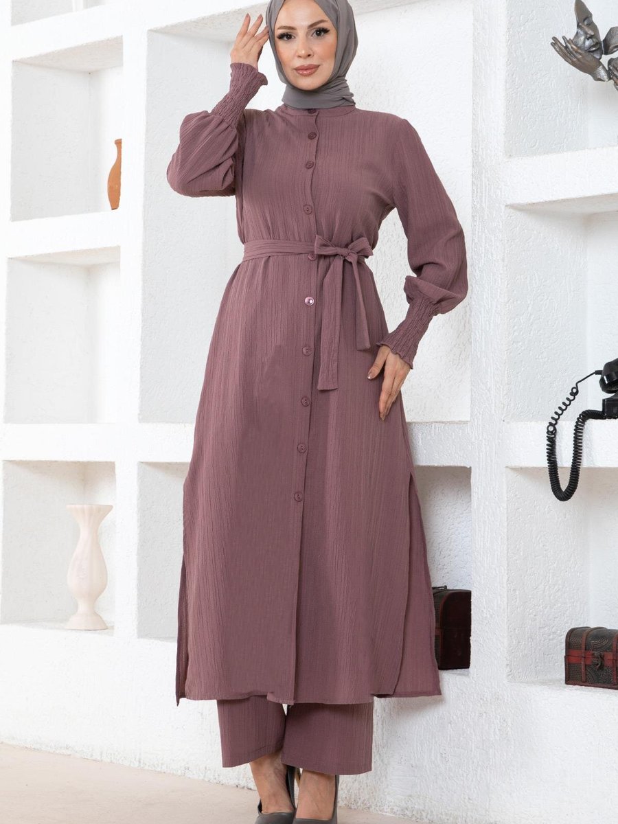 Modamihram Gül Kurusu Yırtmaç Detaylı Takım