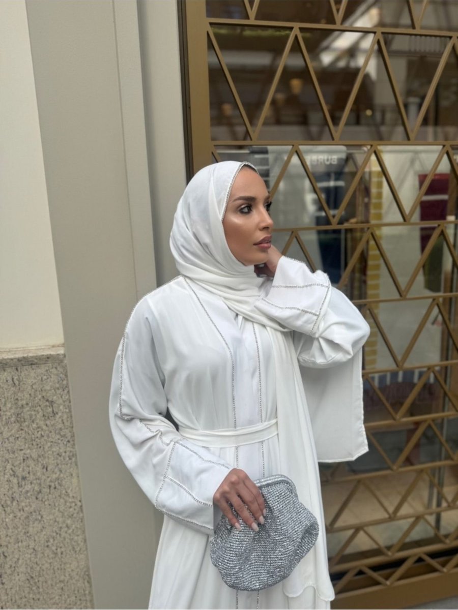 Byaysekorkut Taşlı Beyaz Abaya