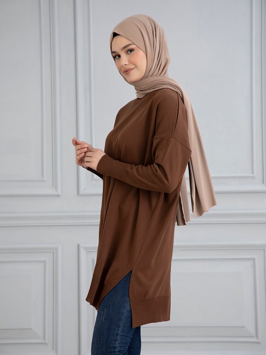 Gülce Moda İnce Merserize Oversize Salaş Triko Tunik