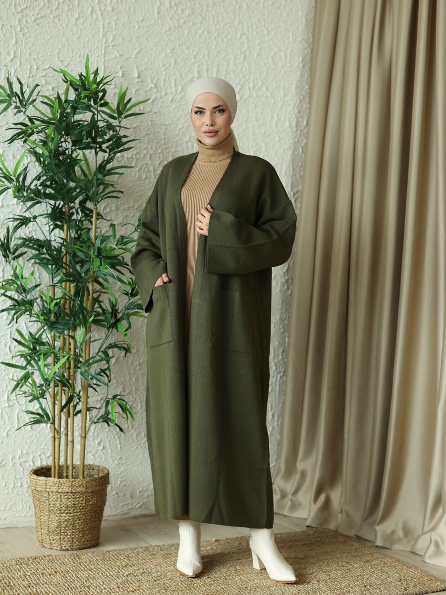 H Hijab Center Tesettür Triko Cepli Hırka