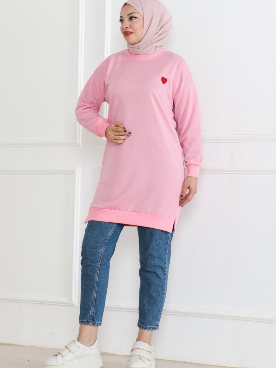 Pelsumoda Kadın Kalp Nakışlı Tunik