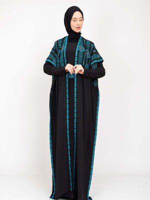 Zaytoon Double Sided Palestinian Heritage Embroidery Royal Abaya