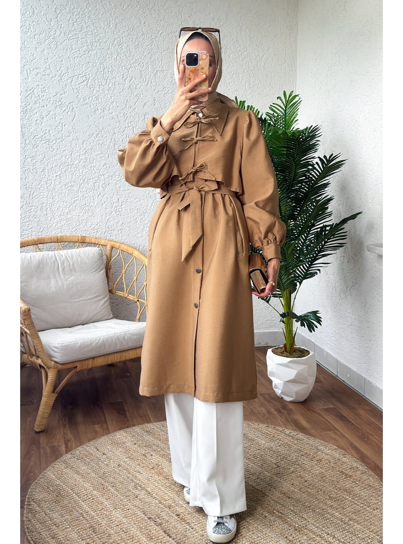 Salih Çelebi Camel Bolero Detaylı Trençkot