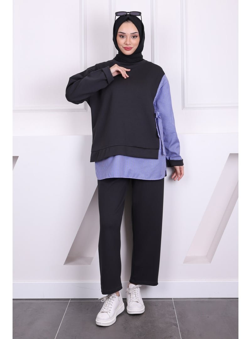 İmaj Butik Füme Yan Bağlamalı Modal Tunik Pantolon Takım