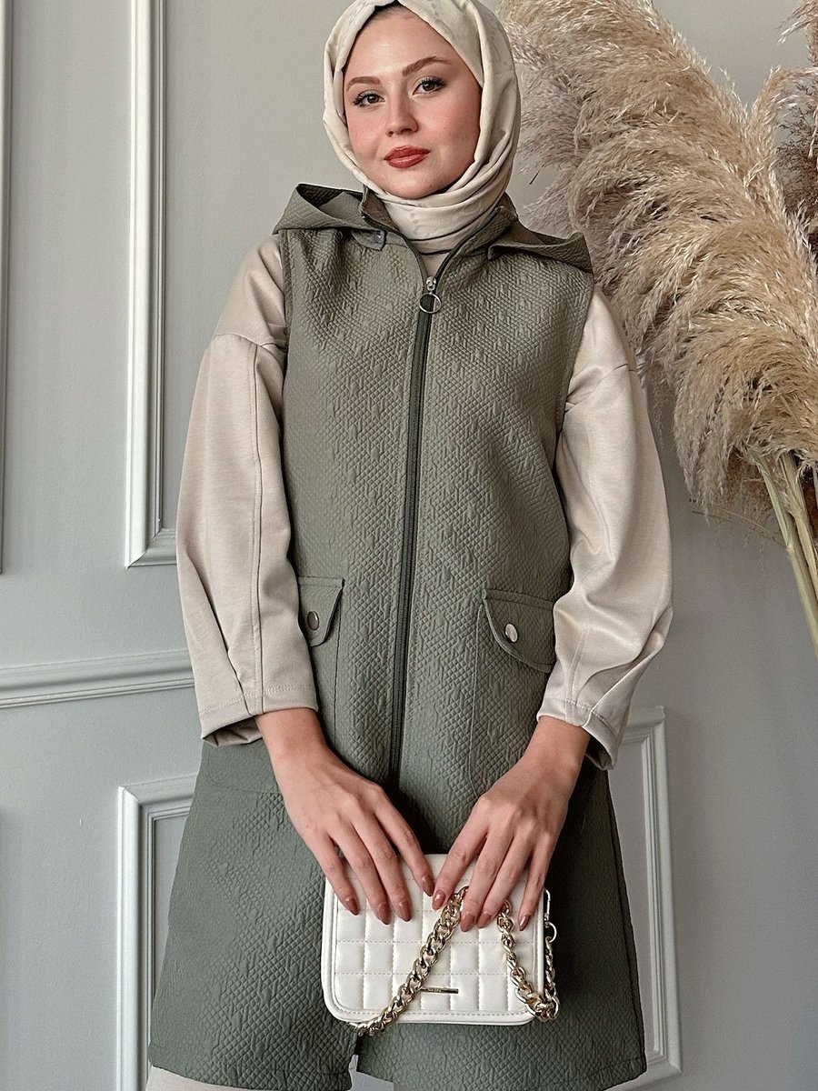 Instyle Cepli Kapitone Haki Yelek