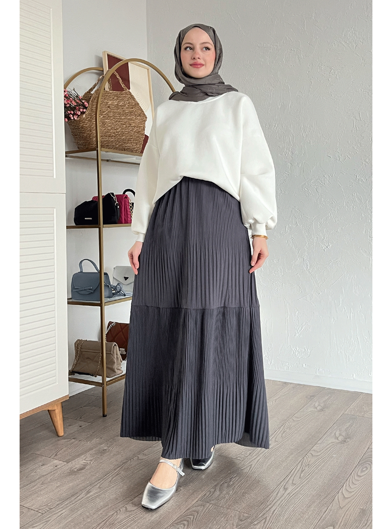 InStyle Piliseli Scuba Krep Antrasit Etek