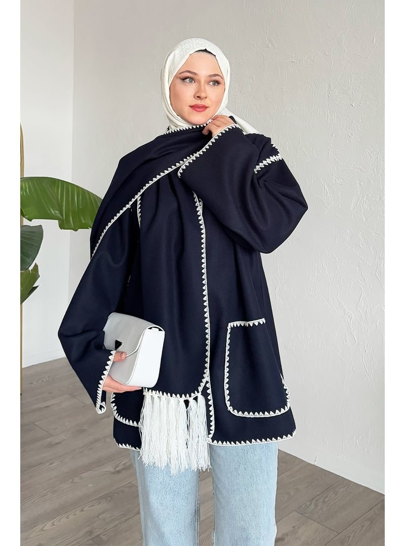 InStyle Alira Atkılı Kaşe Lacivert Ceket
