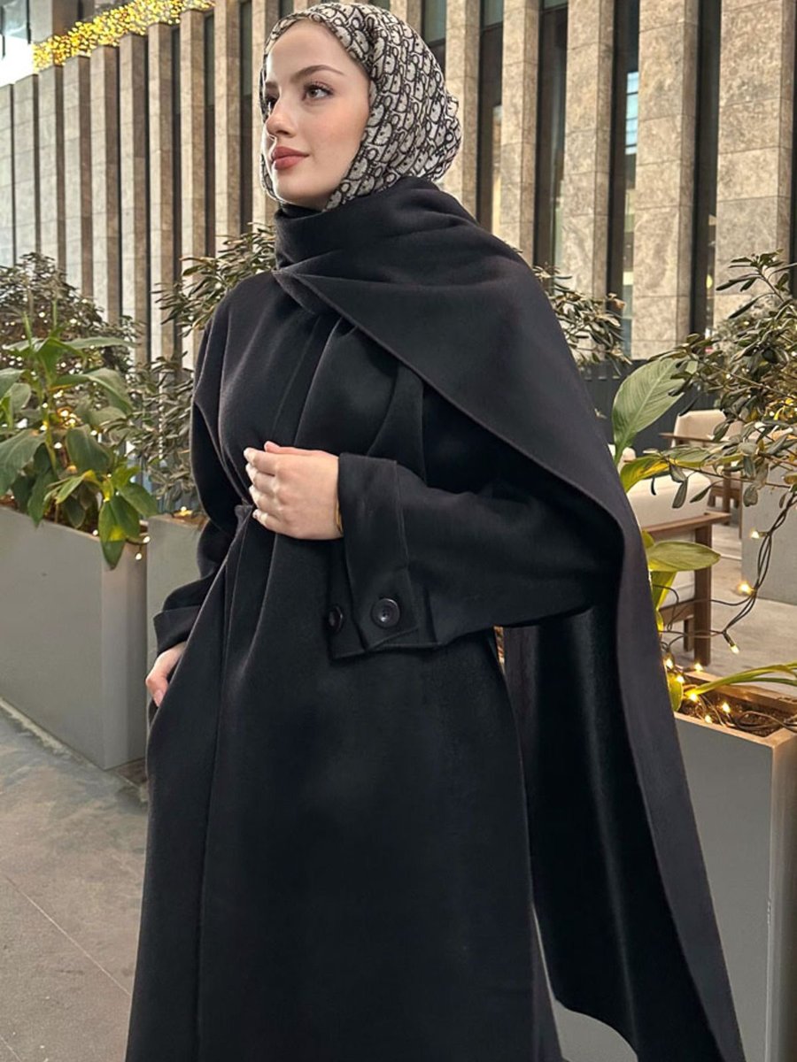 Puane Atkılı Süet Kaban Siyah