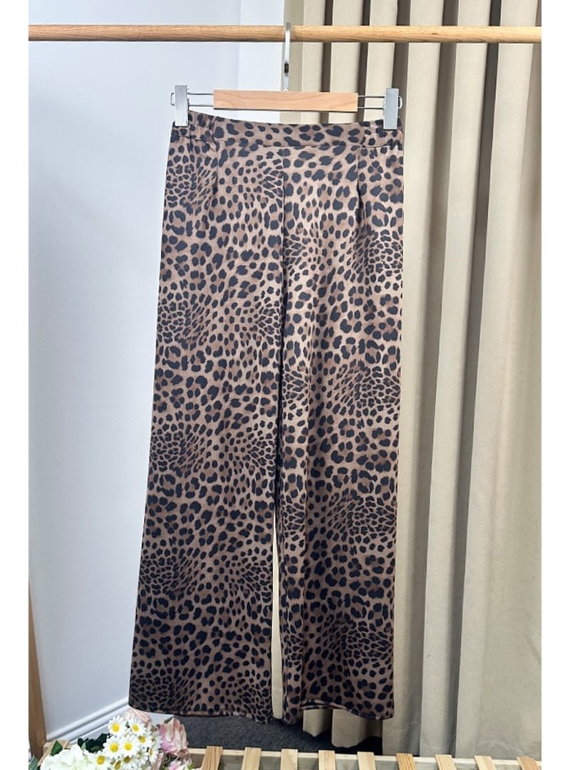 Bestenur Siyah Nera Leopar Desen Pantolon