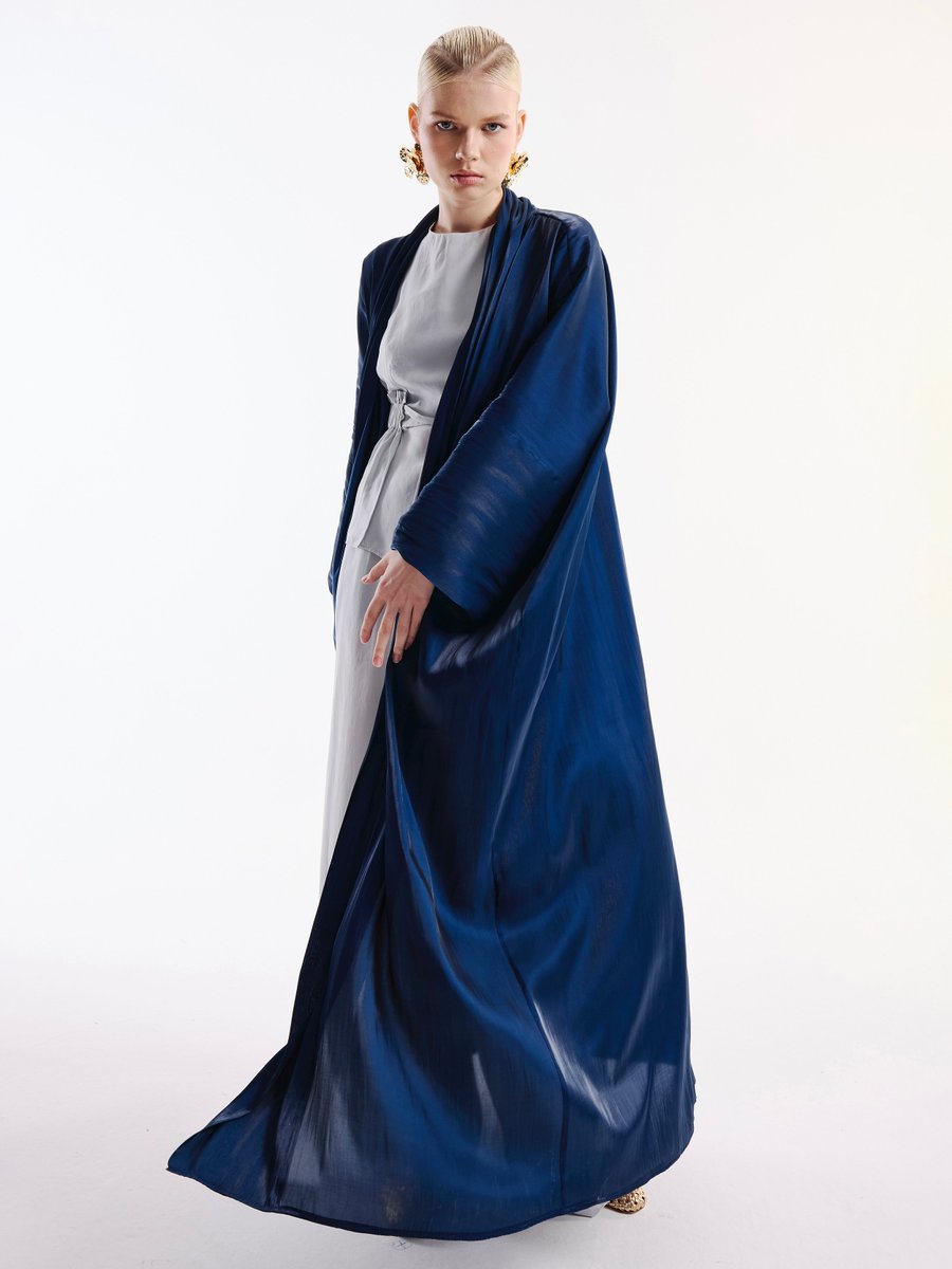Nuum Design Petrol İpeksi Doku Abaya Mavisi