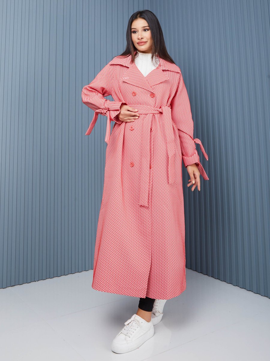 Sahra Afra Kırmızı Reglan Kadın Oversize Trençkot