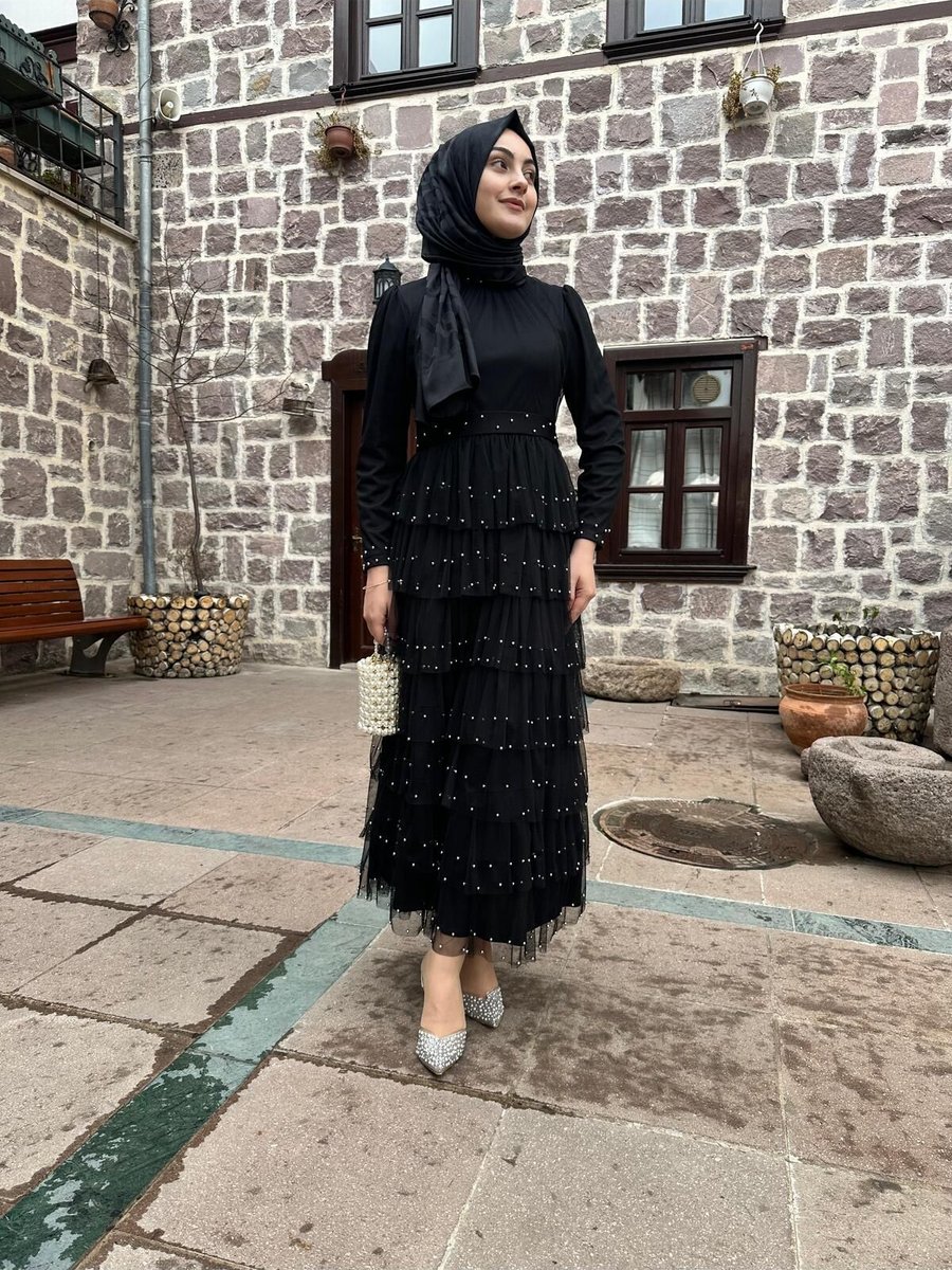 Sümeyra İnci İşleme Kat Tül Elbise