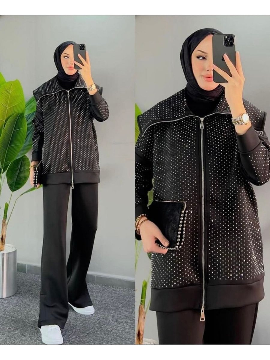 Dilara Kavasoğlu Butik Kadın Scuba Kumaş Fermuarlı Ceket Ve Pantolon Takım