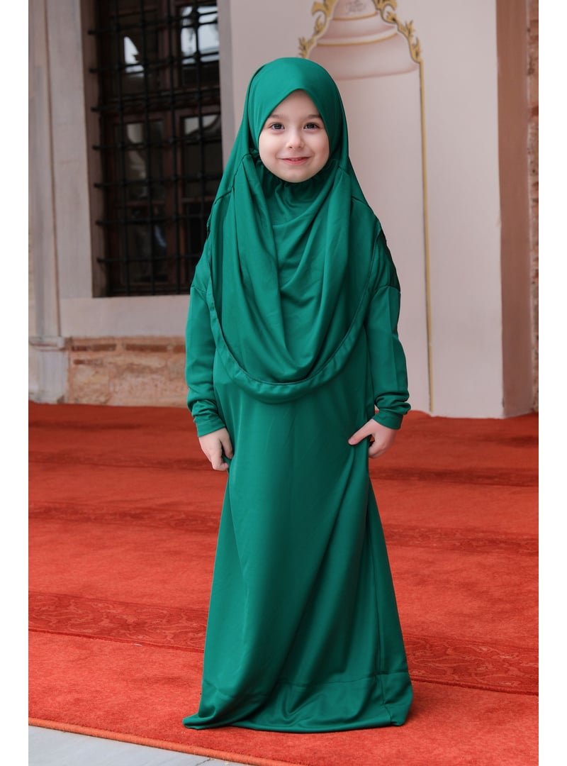 Locco Moda Çocuk Namaz Elbisesi Zümrüt Yeşil