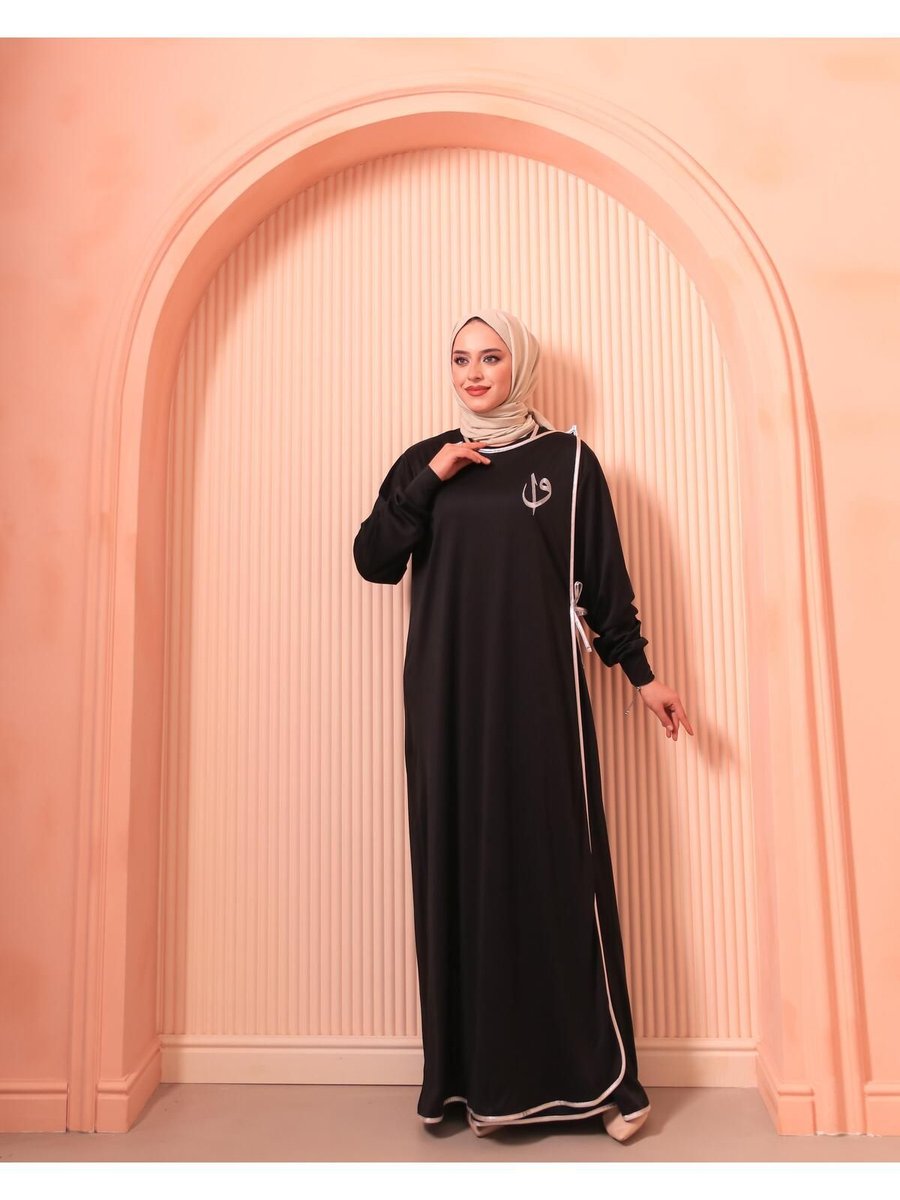 Berel Moda Elif Vav Namaz Feracesi Siyah