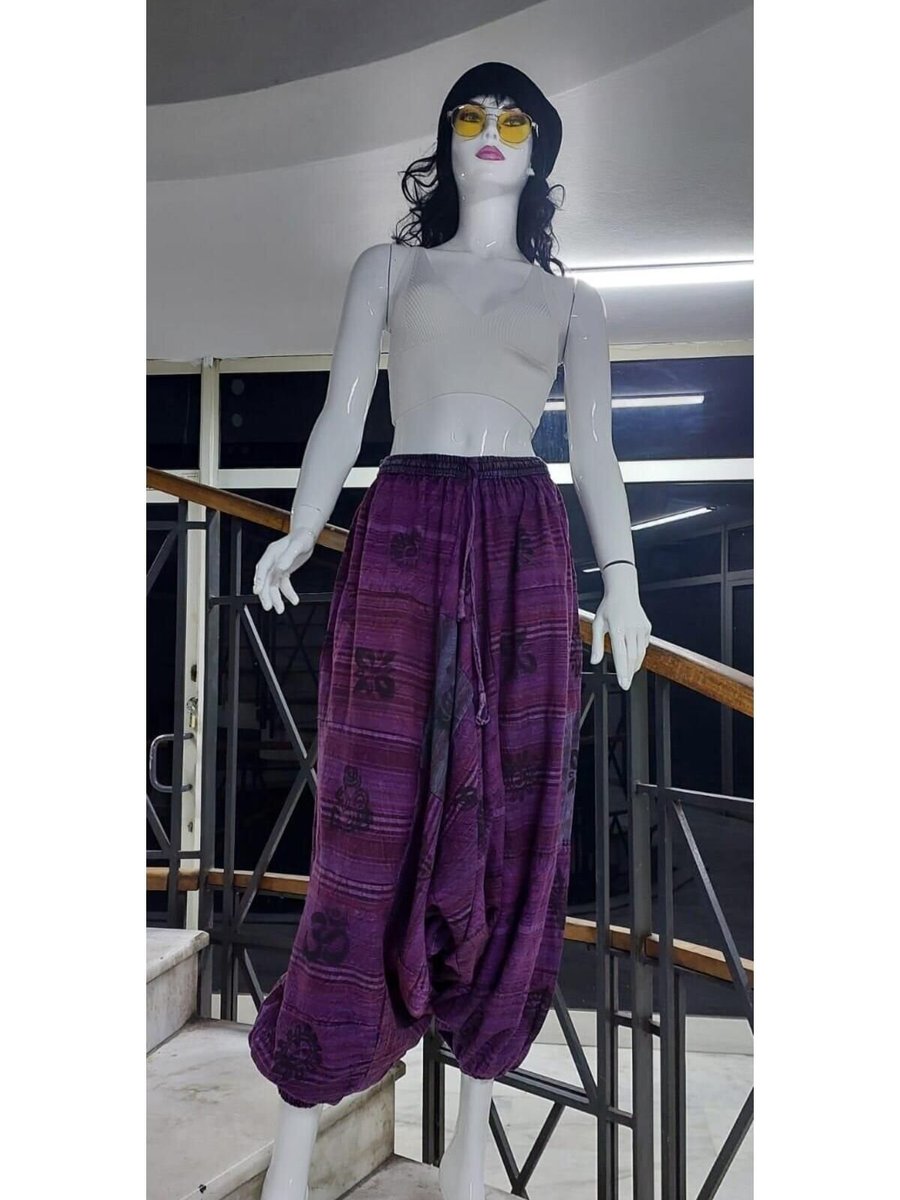 Bohem Stil Renkli Hint Otantik Yıkamalı Taşlanmış Patchwork Şalvar Pantolon